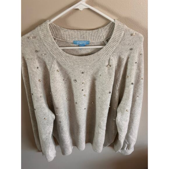 Women's Draper James XXL All Over Embellished Sweater Gray - Picture 7 of 9